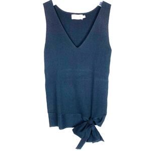 Molly Bracken Sleeveless Sweater V-Neck Adjustable Waist Tie Black Size XS/S